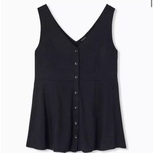 Torrid Black Fit And Flare Jacquard Button-Front Tank